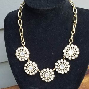 J. Crew Factory Gold and Clear Crystal Statement Necklace